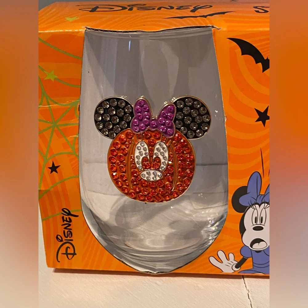 Disney set of 2 stemless glasses sparkly Halloween Themed Mickey and Minnie - Picture 3 of 7